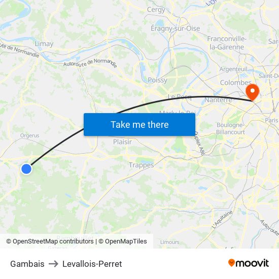 Gambais to Levallois-Perret map