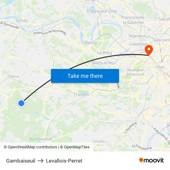 Gambaiseuil to Levallois-Perret map