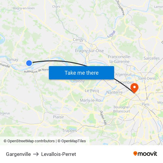 Gargenville to Levallois-Perret map