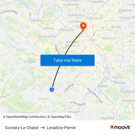 Gometz-Le-Chatel to Levallois-Perret map