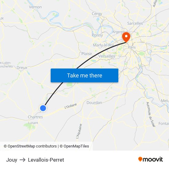 Jouy to Levallois-Perret map