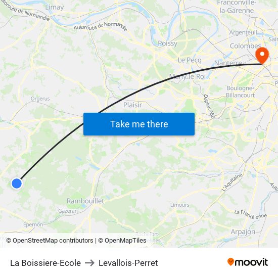 La Boissiere-Ecole to Levallois-Perret map