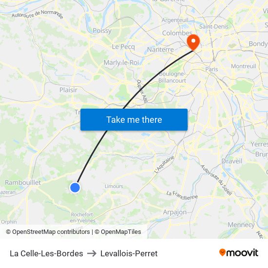 La Celle-Les-Bordes to Levallois-Perret map