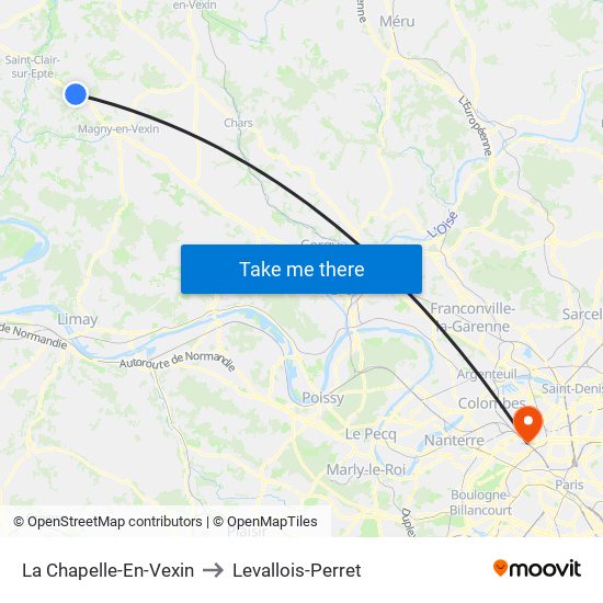 La Chapelle-En-Vexin to Levallois-Perret map