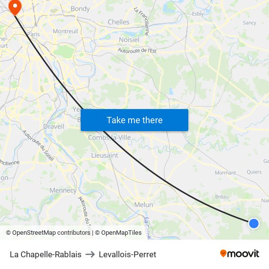 La Chapelle-Rablais to Levallois-Perret map