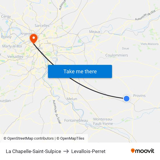 La Chapelle-Saint-Sulpice to Levallois-Perret map