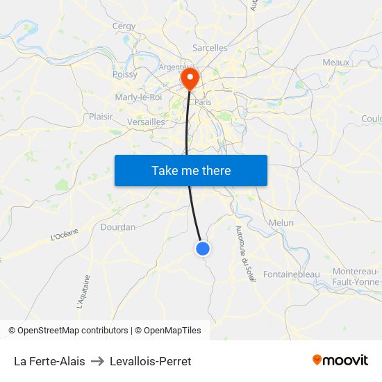 La Ferte-Alais to Levallois-Perret map