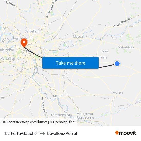 La Ferte-Gaucher to Levallois-Perret map