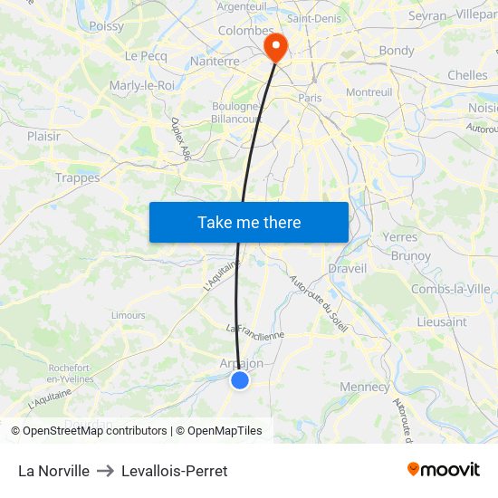 La Norville to Levallois-Perret map