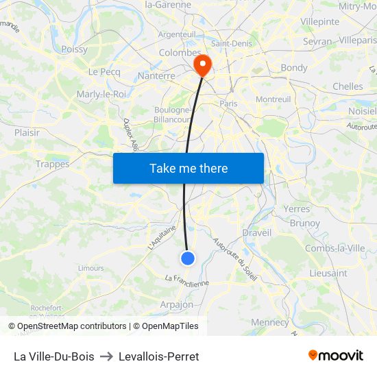 La Ville-Du-Bois to Levallois-Perret map