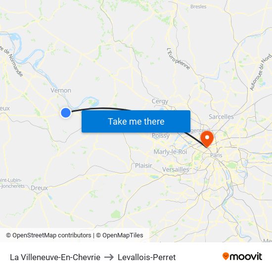 La Villeneuve-En-Chevrie to Levallois-Perret map