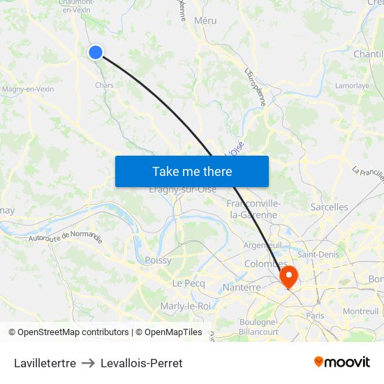 Lavilletertre to Levallois-Perret map