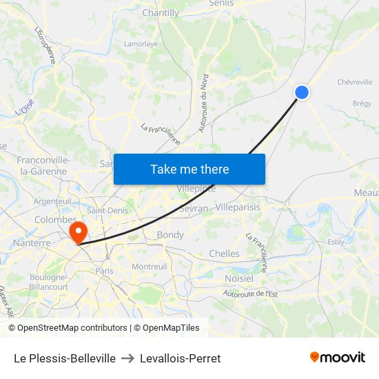Le Plessis-Belleville to Levallois-Perret map