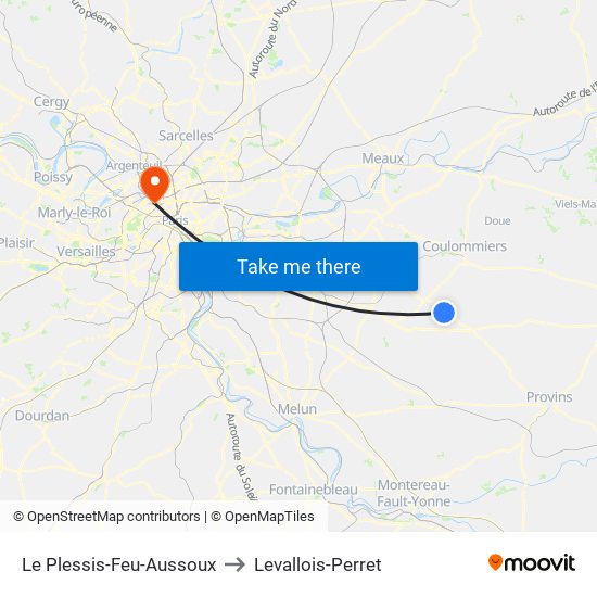 Le Plessis-Feu-Aussoux to Levallois-Perret map