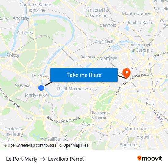 Le Port-Marly to Levallois-Perret map