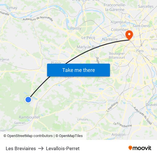 Les Breviaires to Levallois-Perret map