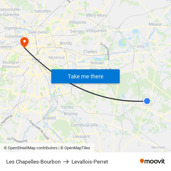 Les Chapelles-Bourbon to Levallois-Perret map