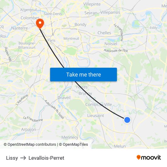 Lissy to Levallois-Perret map