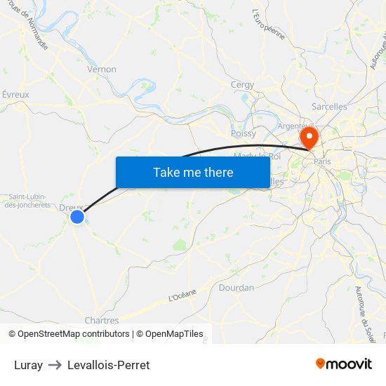 Luray to Levallois-Perret map