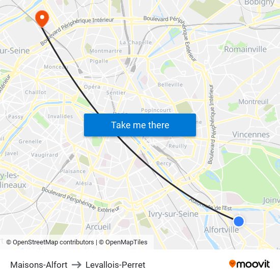 Maisons-Alfort to Levallois-Perret map