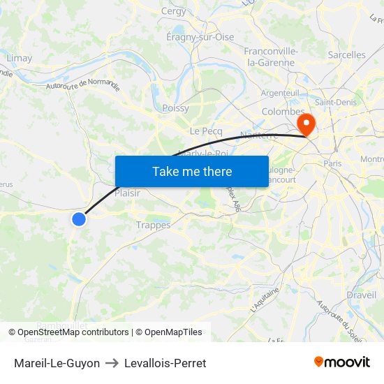 Mareil-Le-Guyon to Levallois-Perret map