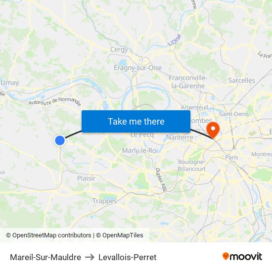 Mareil-Sur-Mauldre to Levallois-Perret map