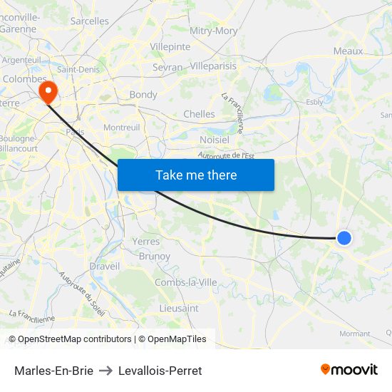 Marles-En-Brie to Levallois-Perret map