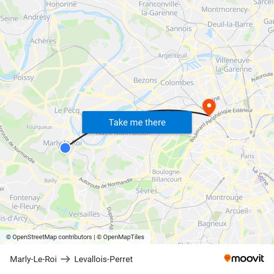 Marly-Le-Roi to Levallois-Perret map