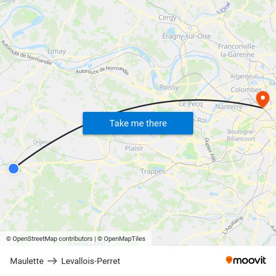 Maulette to Levallois-Perret map