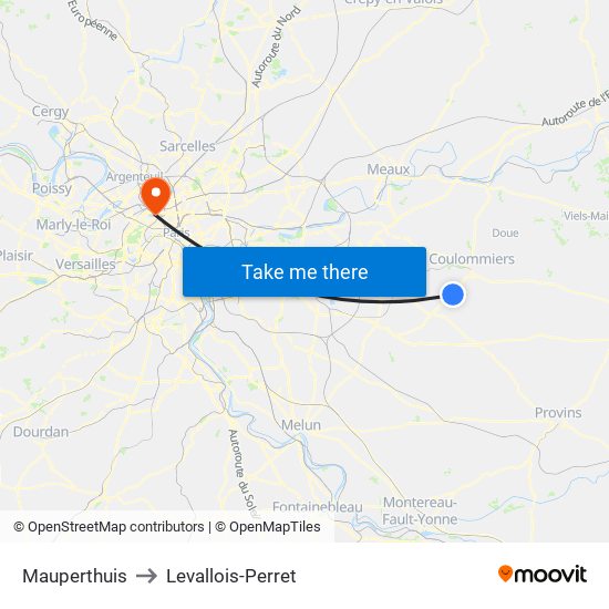 Mauperthuis to Levallois-Perret map