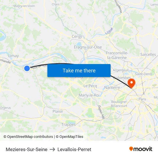 Mezieres-Sur-Seine to Levallois-Perret map