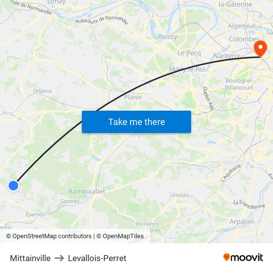 Mittainville to Levallois-Perret map