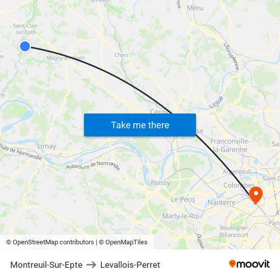 Montreuil-Sur-Epte to Levallois-Perret map