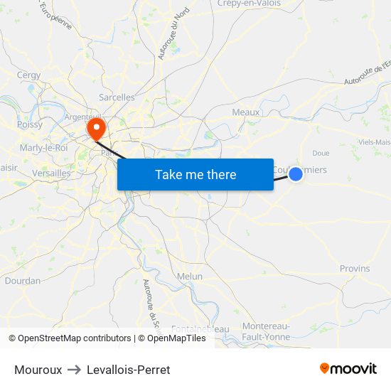 Mouroux to Levallois-Perret map