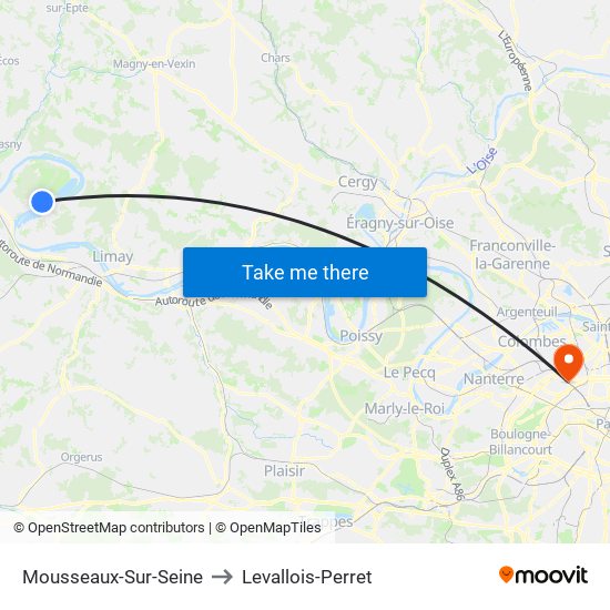 Mousseaux-Sur-Seine to Levallois-Perret map