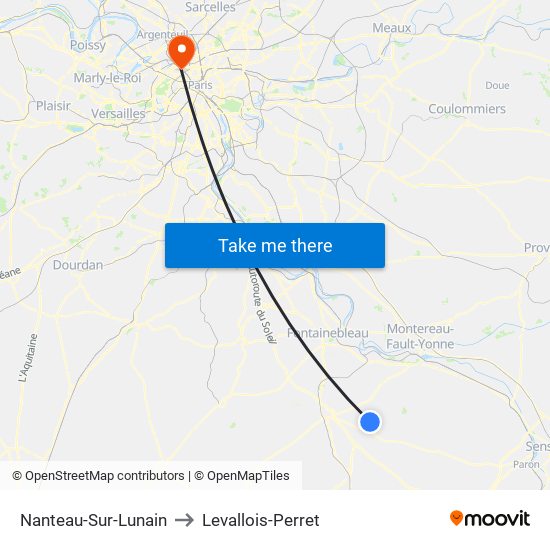 Nanteau-Sur-Lunain to Levallois-Perret map