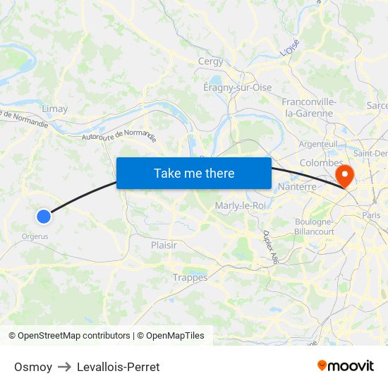 Osmoy to Levallois-Perret map