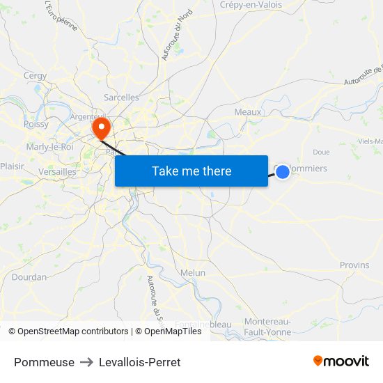 Pommeuse to Levallois-Perret map