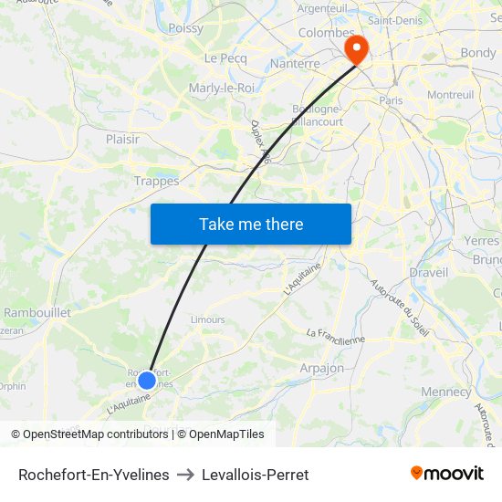 Rochefort-En-Yvelines to Levallois-Perret map