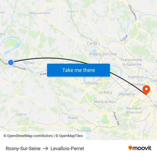 Rosny-Sur-Seine to Levallois-Perret map