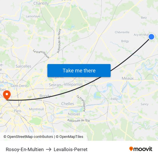 Rosoy-En-Multien to Levallois-Perret map