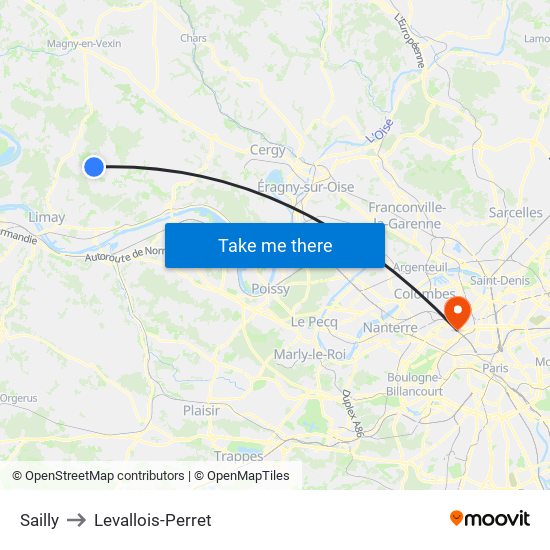 Sailly to Levallois-Perret map