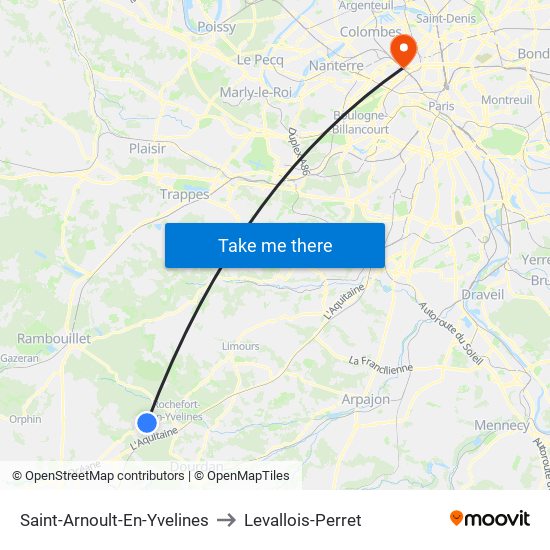 Saint-Arnoult-En-Yvelines to Levallois-Perret map