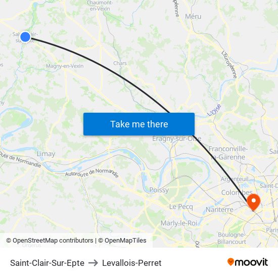 Saint-Clair-Sur-Epte to Levallois-Perret map