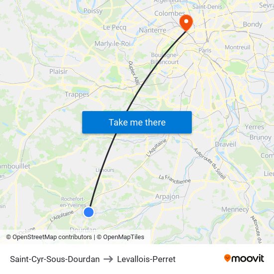 Saint-Cyr-Sous-Dourdan to Levallois-Perret map