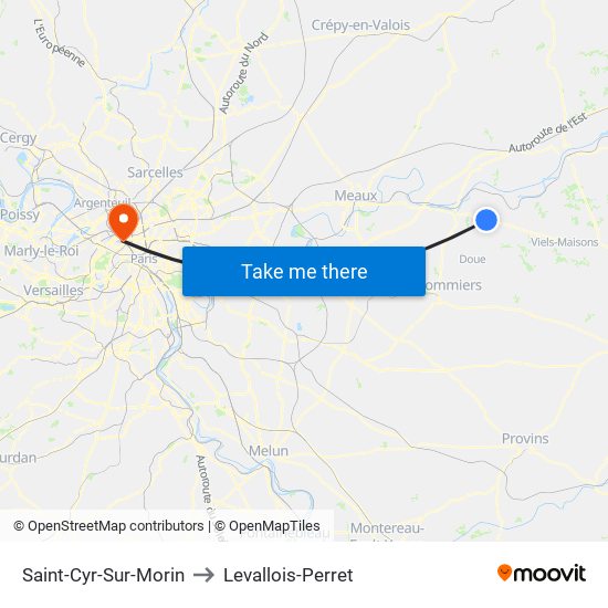 Saint-Cyr-Sur-Morin to Levallois-Perret map
