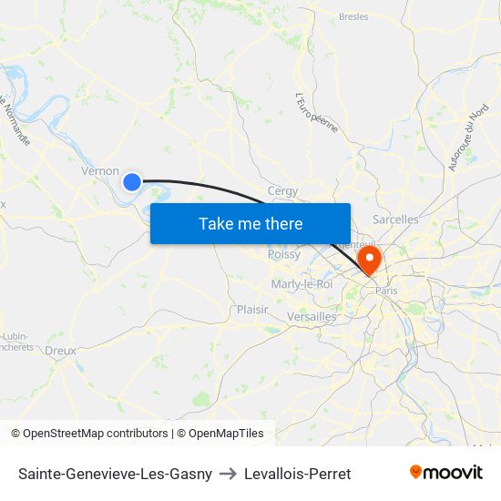 Sainte-Genevieve-Les-Gasny to Levallois-Perret map
