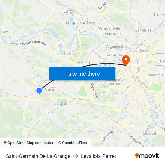 Saint-Germain-De-La-Grange to Levallois-Perret map
