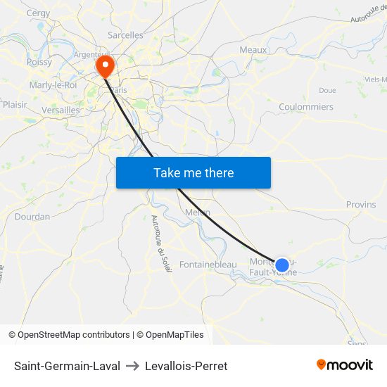 Saint-Germain-Laval to Levallois-Perret map