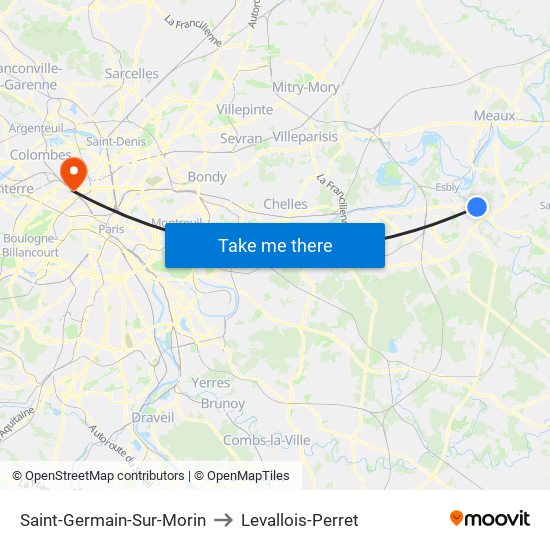 Saint-Germain-Sur-Morin to Levallois-Perret map